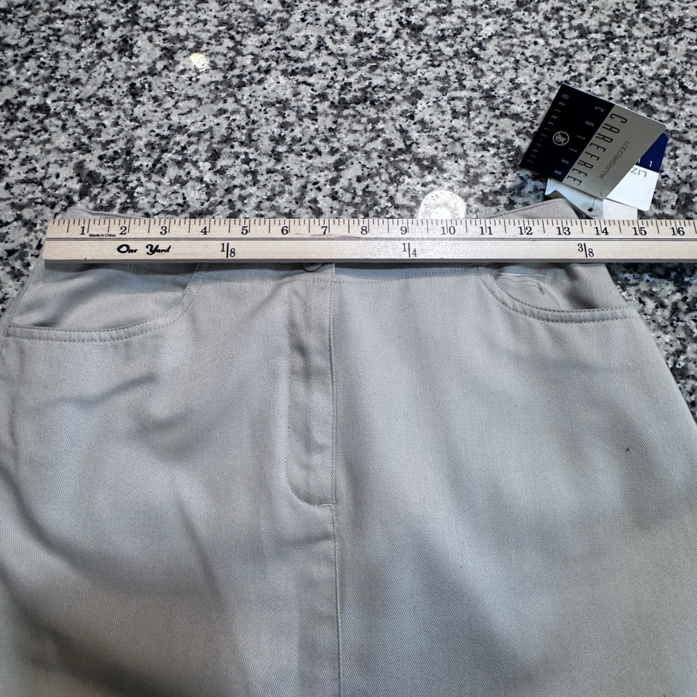 NWT Liz Claiborne Sport Petite Tan Cotton Blend‎ Wrinkle Free Midi Skirt Size 8 - Picture 5 of 11